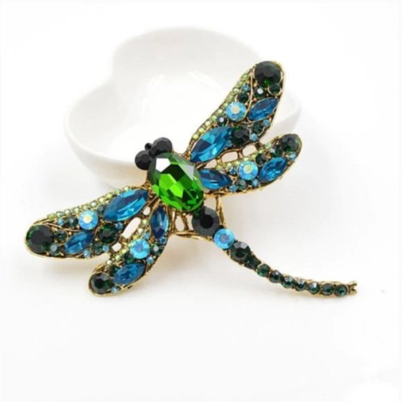 Crystal Vintage Dragonfly Brooch & Necklace - Picture 2 of 9